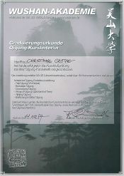 Graduierungsurkunde Qigong-Kursleiterin